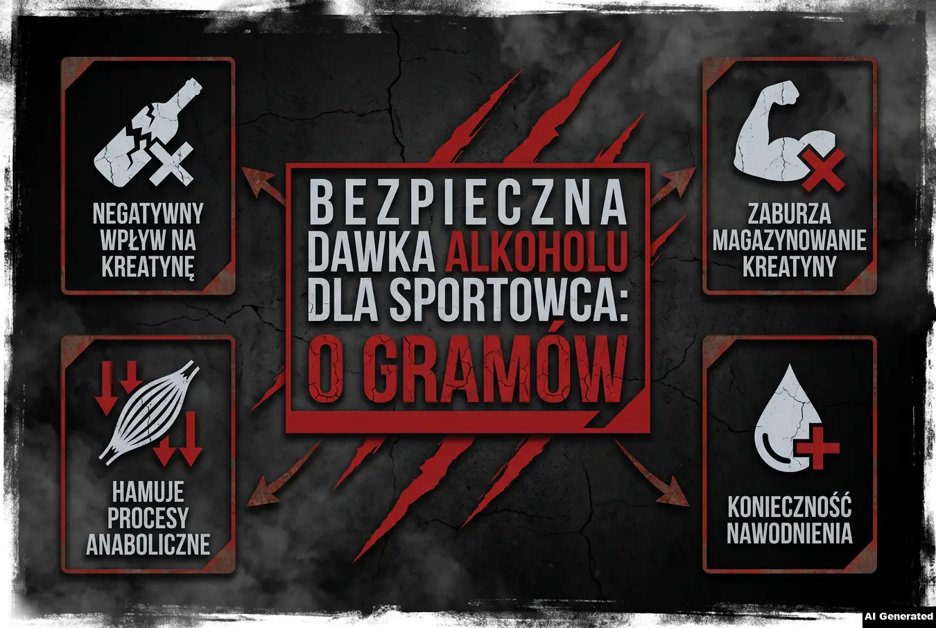 Bezpieczna dawka alkoholu dla sportowca wynosi 0 gramów.