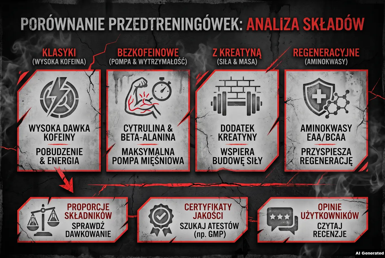 Porównanie różnych składów przedtreningówek.