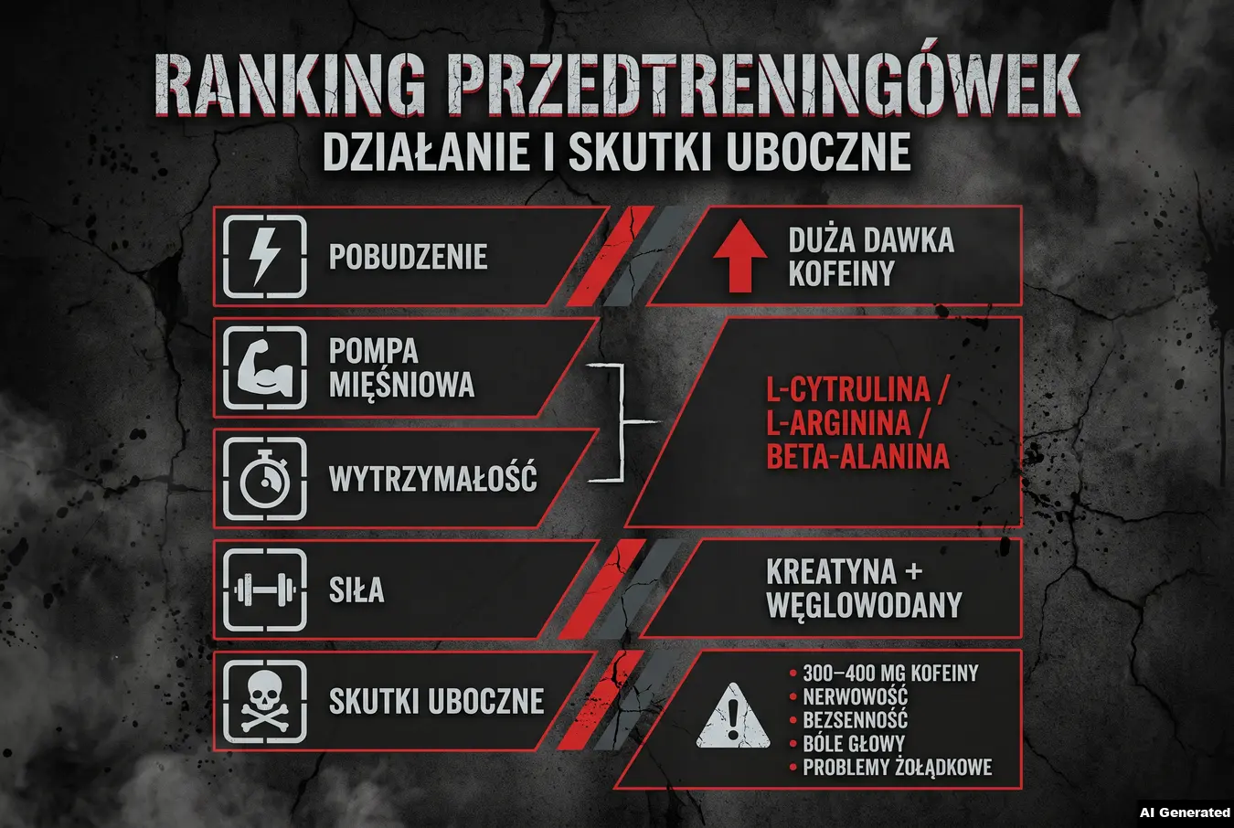 Ranking przedtreningówek według działania i skutków ubocznych.